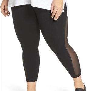 Lyssé Black Capri Leggings With Mesh Panel | 1X
